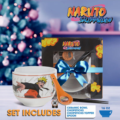 Culture Fly Naruto Ramen Bowl Set with Chopsticks and Spoon, 20 oz Ceramic Microwave Instant Noodle Bowls with Chopsticks, Ramen Noodle Bowl, Rice Bowl Anime Gifts for Men