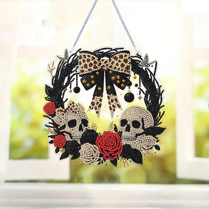 STGLCR Diamond Art Kit for Adults, Special Shaped Crystal Skull Pendant, Halloween Diamond Painting Suncatcher,DIY Rose Ornament Hanging Art Acrylic Board Wreath, DIY Home Decor, 7.7 Inch