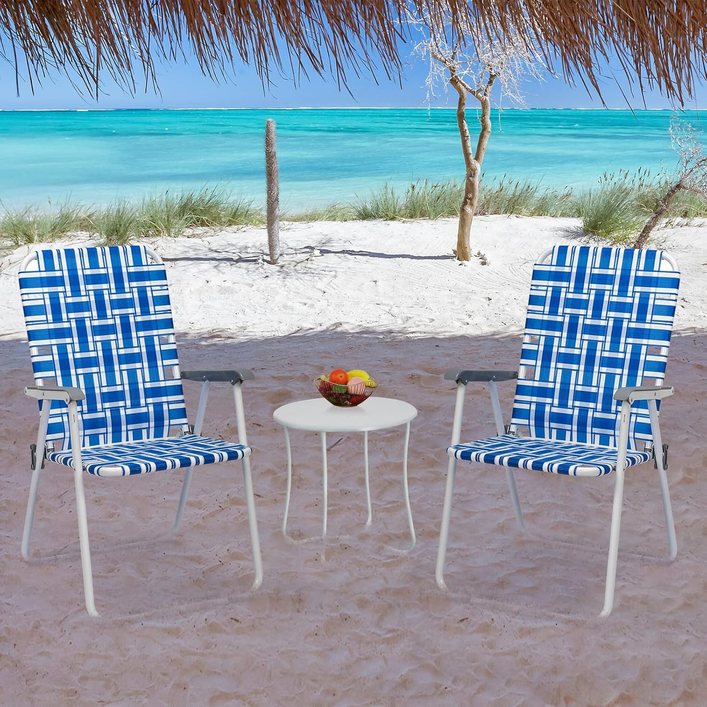 Volowoo (2pcs,Blue& Outdoor Folding Chaise Lounge Chair, Adjustable Portable Lightweight Reclining Garden Sun Lounger