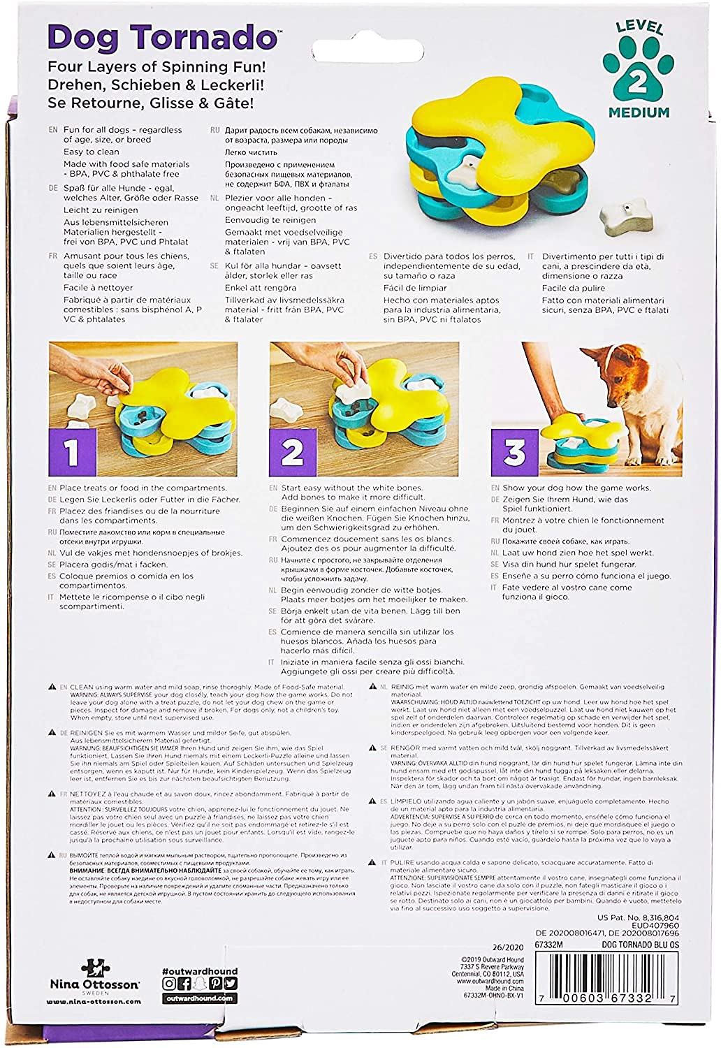Outward Hound by Nina Ottosson Dog Tornado Treat Puzzle Dog Toy, Level 2 Intermediate, Blue