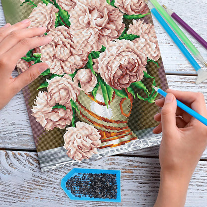 AFUNTA 52 PCs Diamond Art Kits, 13 Size Trays, 9 Pens, 30 Wax, Colourful Art Tools
