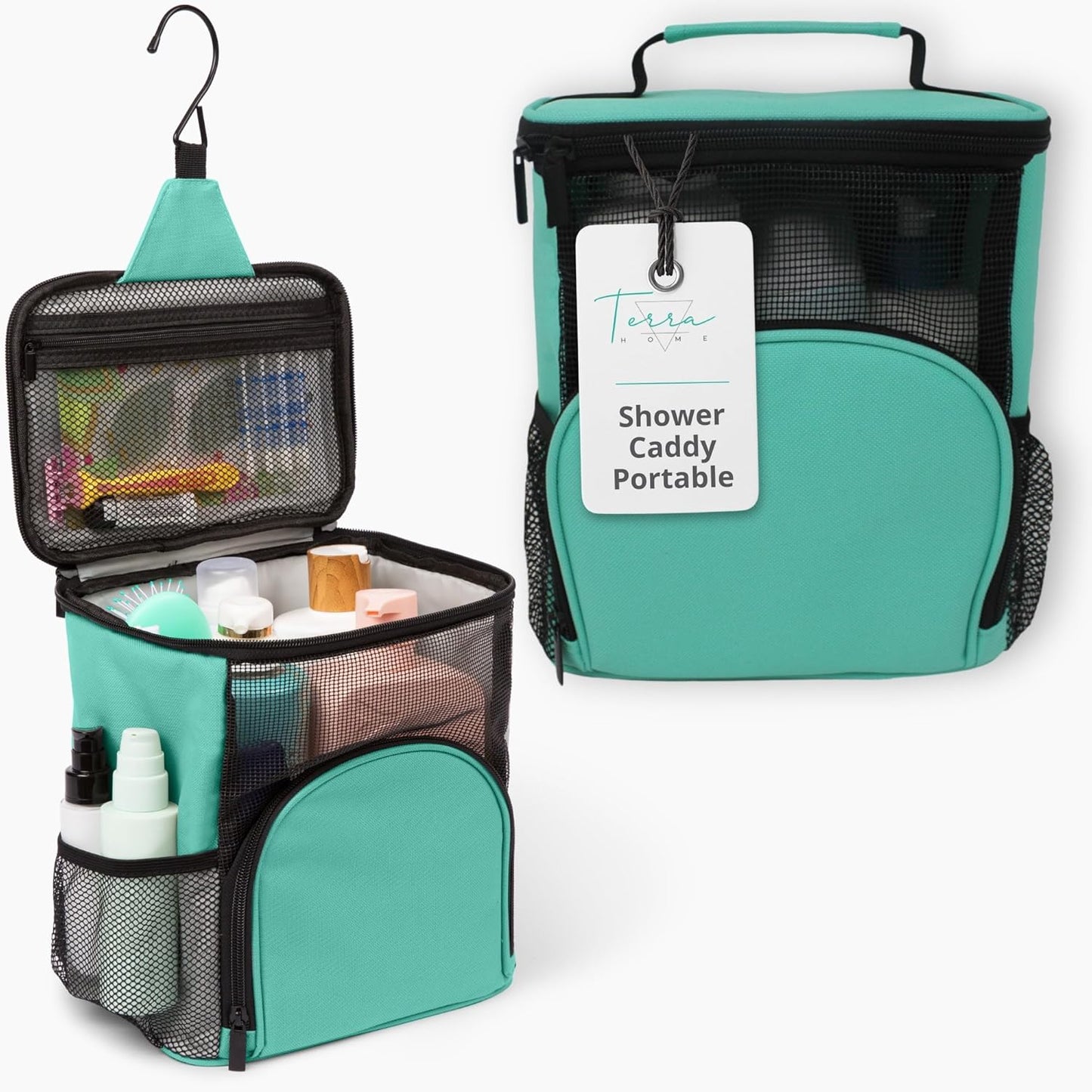 Original Shower Caddy for College Dorms - Large Capacity Travel Organizer Bag, Quick Dry, Water Resistant, Aqua