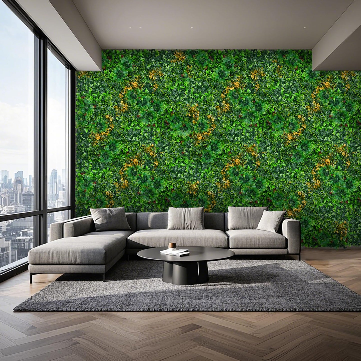 Yangrass Artificial Grass Wall Panels, 40"x120" (33.33 sqft) Boxwood Wall Roll with Tropical Leaves, Faux Greenery Privacy Fence Screen, Grass Backdrop for Outdoor Indoor Garden Birthday Wedding Decor