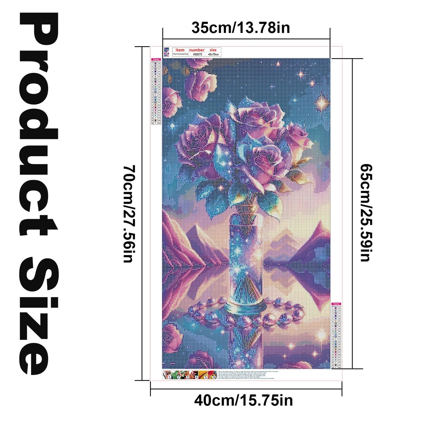 5D DIY Large Size Diamond Art Painting Bunch of Flowers Diamond Full Diamond Handmade Diamond Art Painting Embroidery Mosaic Art Home Decoration Gift 40x70cm/15.75x27.5in
