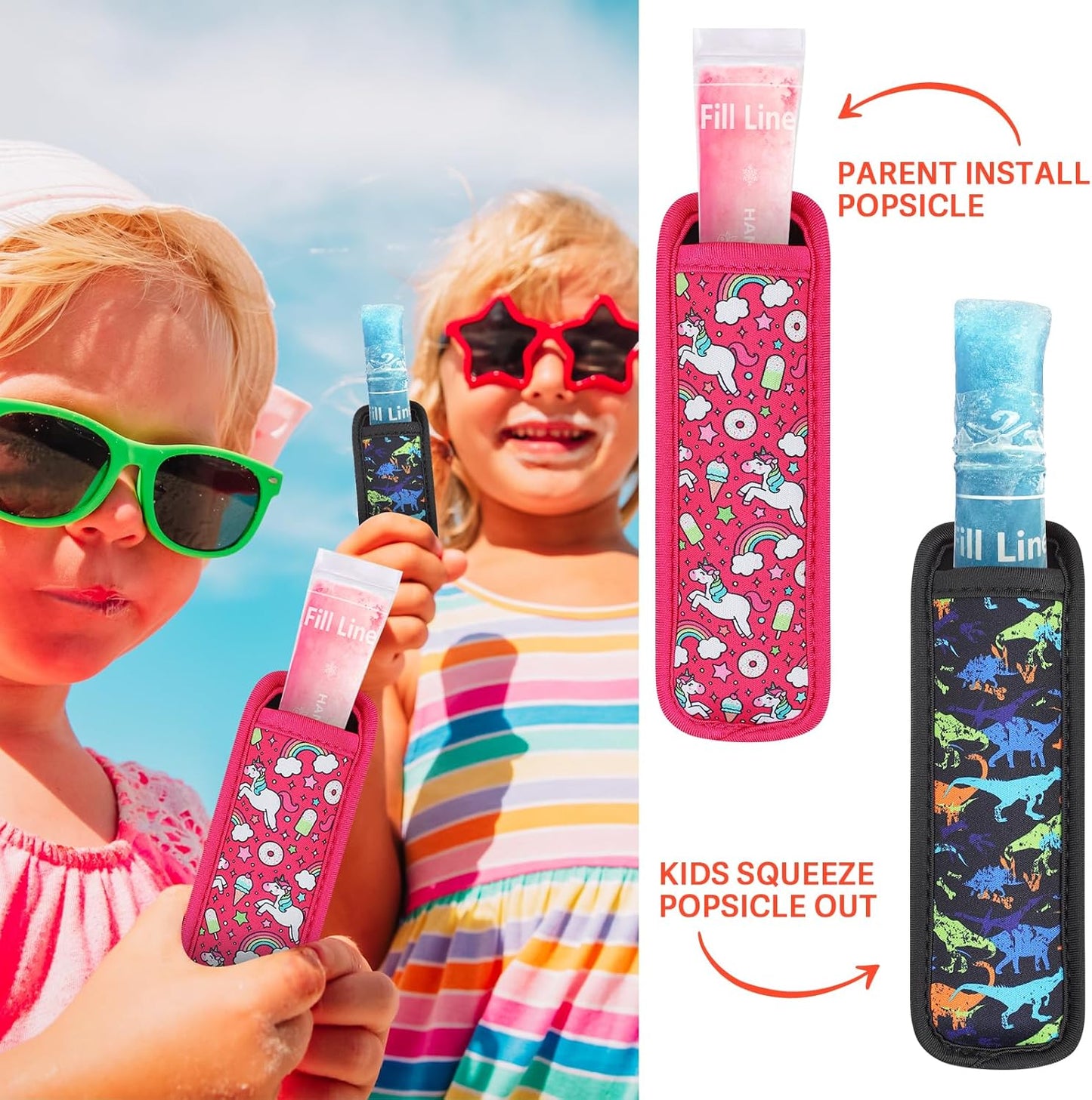 Amintiri 50 2 (Multicolor-4) Disposable Ice Popsicle Mold Bag Popsicle Holder, Freezer Tubes with Dual Zip Seals