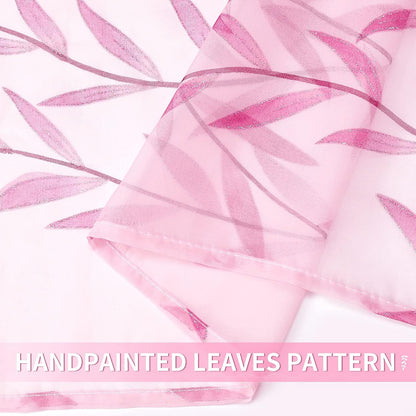 BROSHAN Pink Sheer Curtains Set, 2 Panels 78 inches Long, Pretty Printed Drapes for Girls Bedroom & Nursery