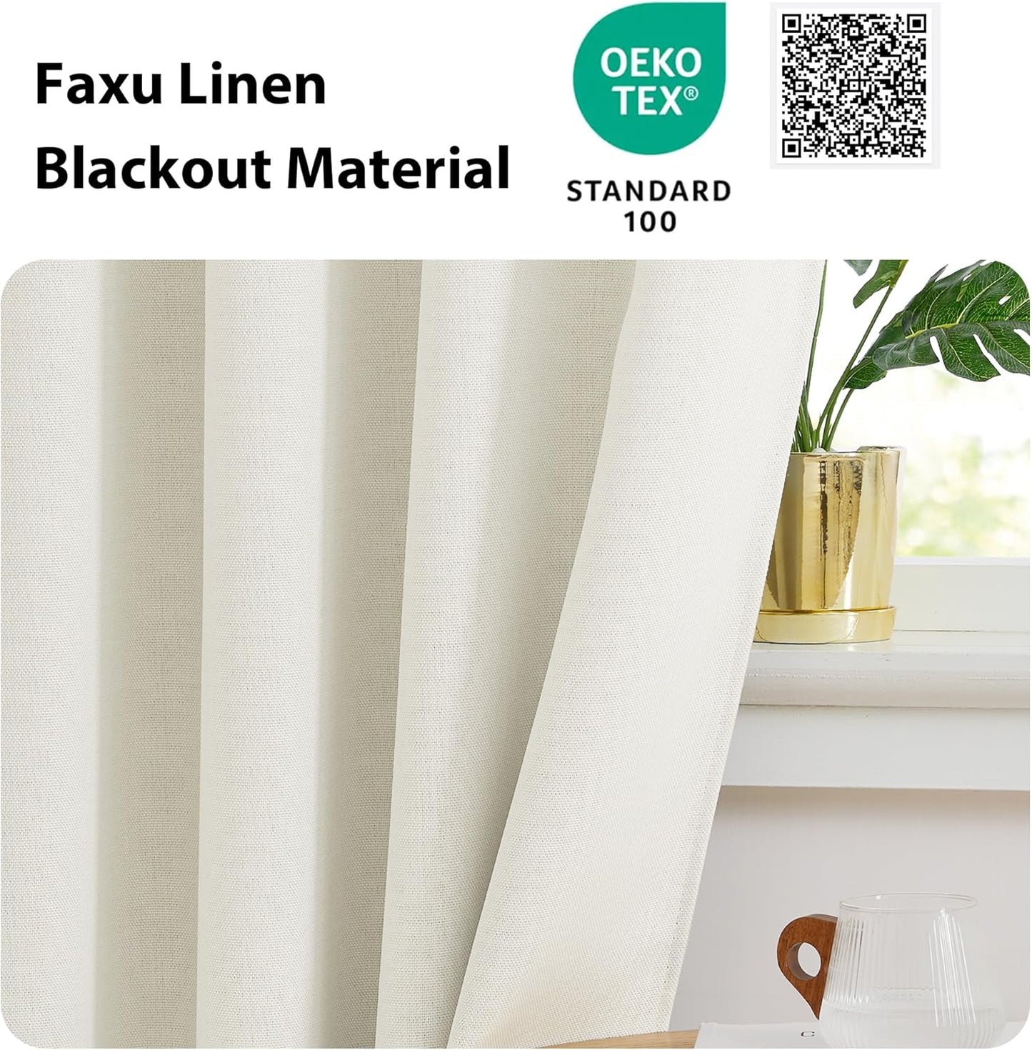 NICETOWN Blackout Curtain Valances - 30 Inch Thermal Insulating Half Curtains for Kitchen | Natural, 2 Panels
