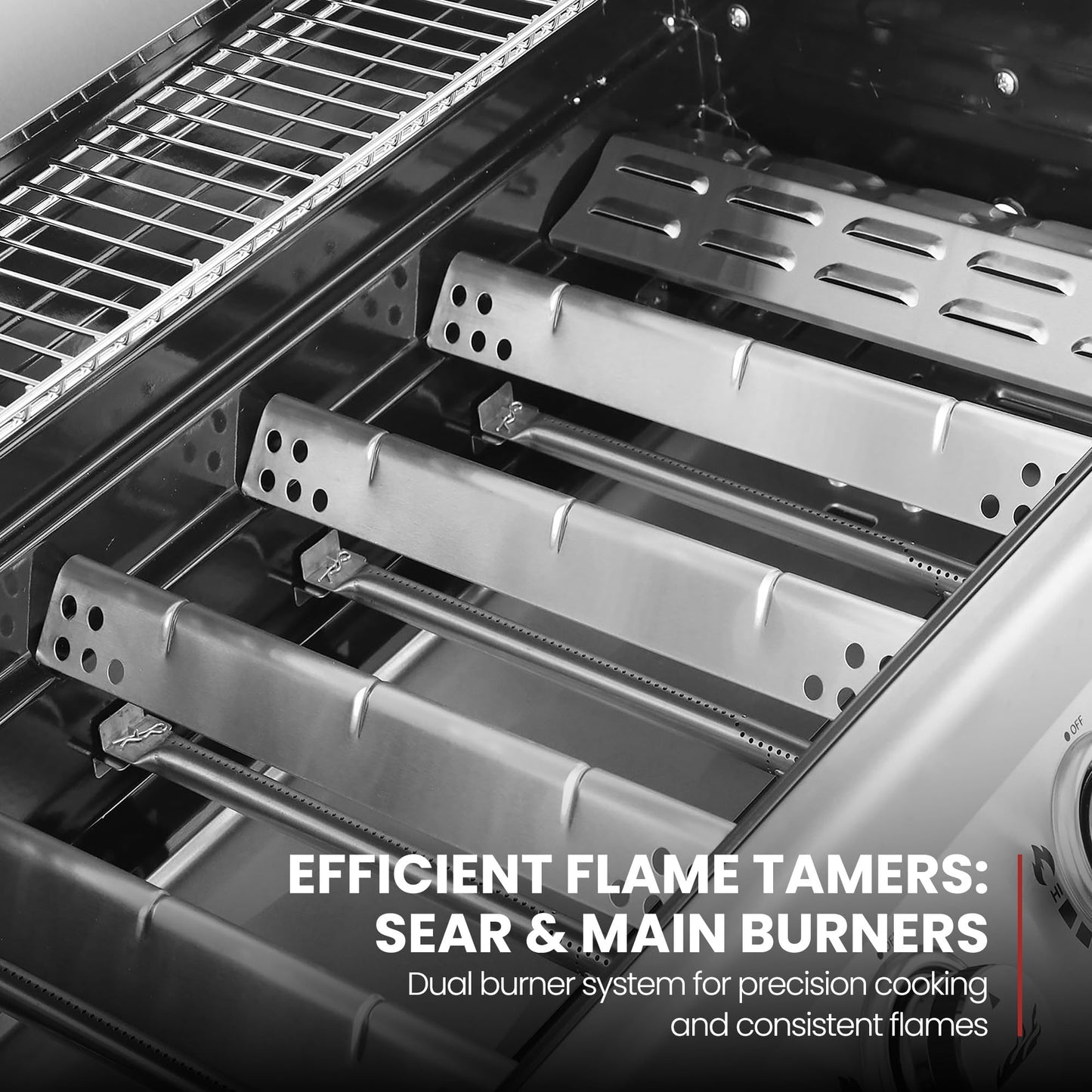 Royal Gourmet GA6402S 6-Burner Propane Gas Grill with Side Burner and Warming Rack, 74,000 BTUs, Cabinet Style Outdoor BBQ Grill for Barbecue Grilling & Backyard Cooking, Silver
