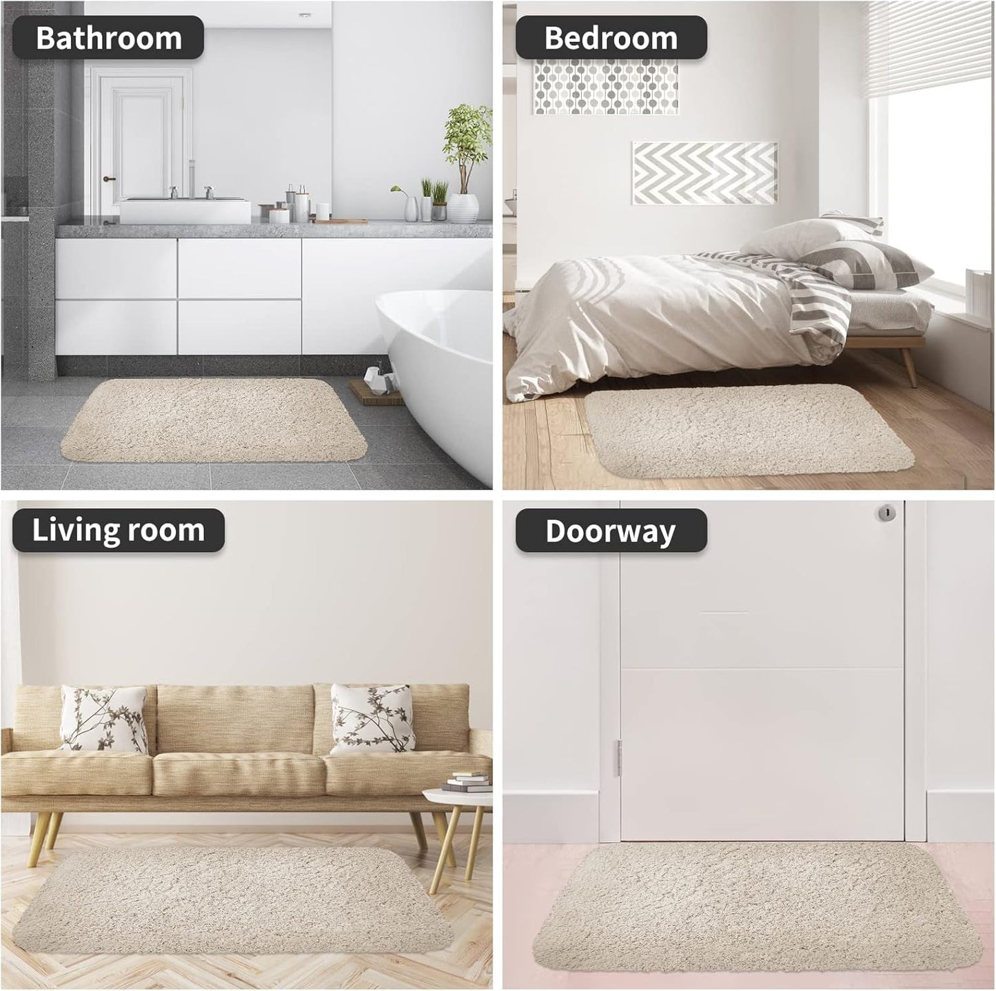 Yimobra Luxury Fluffy Plush Bathroom Rug Mat Set, Soft Cozy Bath Rugs 2 Pcs, Water Absorbent Non-Slip, Machine Washable