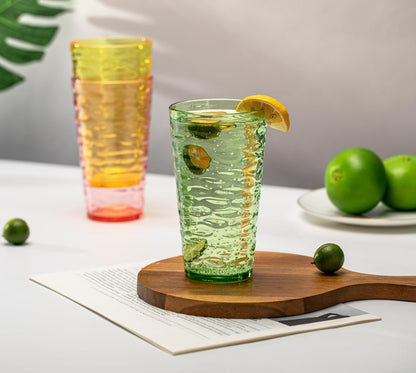 ZAINCA 20-ounce Plastic Tumblers, Acrylic Drinking Glasses High-Balls, set of 6 Multicolor Reusable Plastic Cups, Stackable, BPA-Free, Shatter-Proof, Dishwasher-Safe