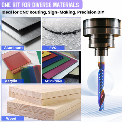 HQMaster 10pcs O Flute CNC Router Bits, 1/8 Inch Shank Single Flute End Mill, Tungsten Carbide Spiral Router Bit, Upcut Single Edged Engraving Milling Cutter for Acrylic, Plastic, MDF, Aluminum, PVC