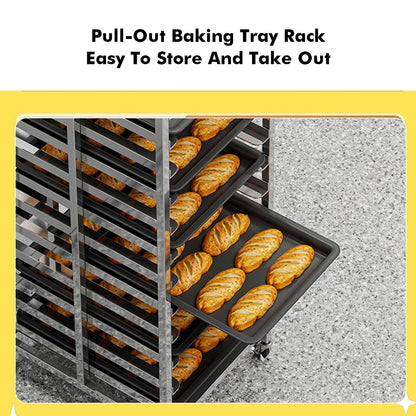 DUHTFCY 6-Tier Rolling Bread Pan Rack - 3.5-Inch Spacing, Commercial Baking Sheet Cooling Cart with Open Shelves for Home & Business