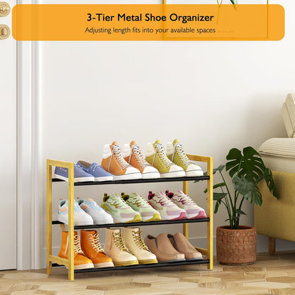 LVNIUS Closet,3 Dorm,6-12 Expandable Shoe Rack for Tier Metal Shoes Shelf Organizer for Pairs Small Standing Shoe Rack