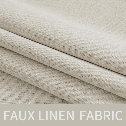 MIULEE Linen Texture Curtains - 100% Blackout Thermal Insulated Drapes | Light Cream, 52x54 Inch (2 Panels)
