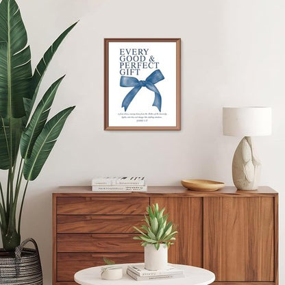 LARTSFRO Coquette Navy Blue Bow Wall Art - Aesthetic Decor for Teen Girls | Set of 4 Unframed 10x8 Inch Prints