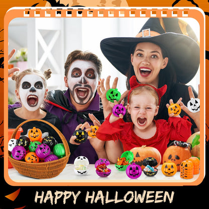 Lallisa 120 Pcs Halloween Pumpkin Containers Plastic Storage Box Case Bulk, Mini Pumpkin Egg Candy Gift Bucket for Halloween Trick Treat Decoration Party Supplies(Black, Orange, White, Purple, Green)