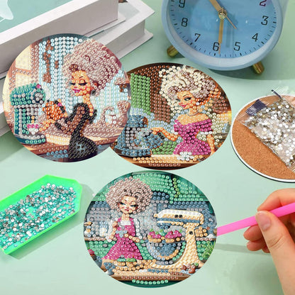 8 Pack Diamond Art Coasters Kits, Coffee Diamond Painting Coasters Kit Set with Holder Cork Pads, DIY Coffee Diamonds Art Non Slip Coaster Crafts Kits for Adults Beginners Gifts