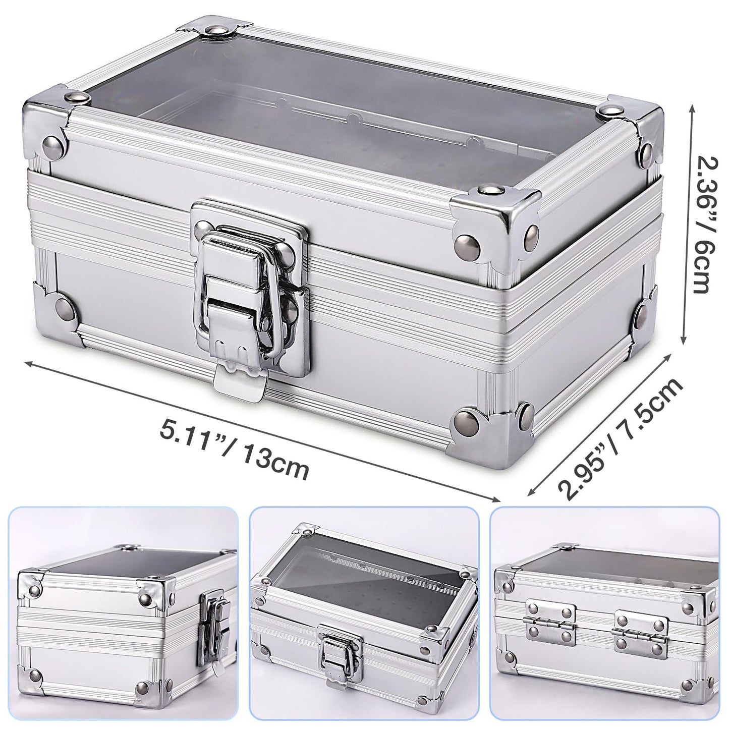 Noverlife 50 Holes Nail Drill Bit Holder Case, Professional Polishing Heads Holder Organizer, Silver Bit Storage Box, Large Display Container for Salon Grinding Head