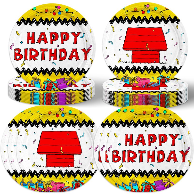 40Pcs Cartoon Dog Red House Birthday Party Plates for 40 Guests Tableware Supplies Red House for Kids Baby Shower Birthday Party Decorations