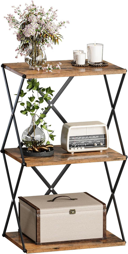 3-Tier ET-03RB End Table Small Side Table Tall Bedside Night Stand with Storage Sofa Side desks for Living Room Bedroom