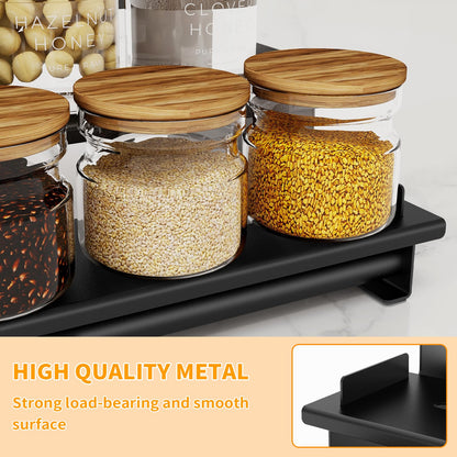 5 Tier Spice Rack for Cabinet, 2 Pack Spice Organizer, Metal Step Shelf Countertop Spice Rack for Inside Cabinets, Kitchen, Black