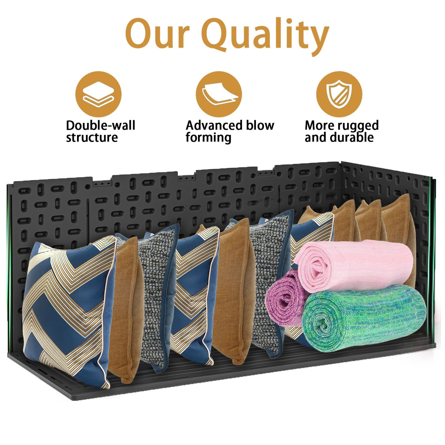 LANTRO JS 230 Gallon Deck Box Waterproof, Outdoor Storage Box Waterproof Lockable with Divider and Lifter Prevent Water Seeping into from Floor for Patio Cushions