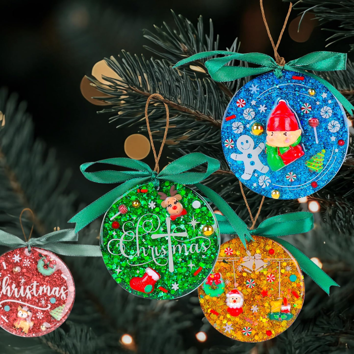 LET’S Resin 21-Cavities Keychain Resin Molds with Hole, 4 Sizes 2.95'' 2.76'' 2.36'' 1.97'' Flat Circle Round Silicone Molds for Resin, Epoxy Resin Molds for DIY Christmas Ornaments,Wedding Favor