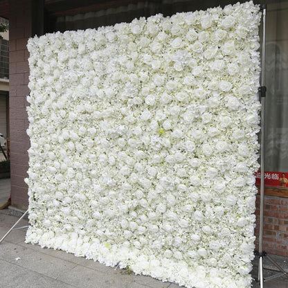 UYCVT Handmade Romantic White Rose Flower Wall Large Artificial Flower Wall Backdrop Panels, Wedding Backdrop 3D Floral Wall Fabric Flower Wall for Party Baby Shower Bridal Wed-1m*1m/3.28 * 3.28FT