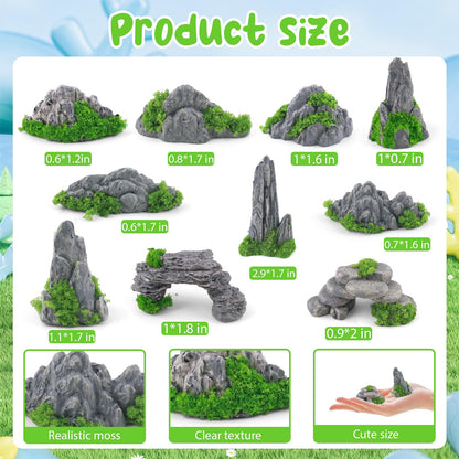 Rismise Diorama Rocks 10pcs Diorama Supplies Fake Rocks Artificial Garden Figurine Stone Scene Accessories Stone Miniature Stones Rock for Micro Train Railway Sand Table Landscape Garden Accessories