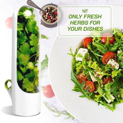 Herb Saver Pod for Refrigerator - 2 Pack Fresh Herb Keeper for Cilantro, Mint & Asparagus - Space-Saving Storage