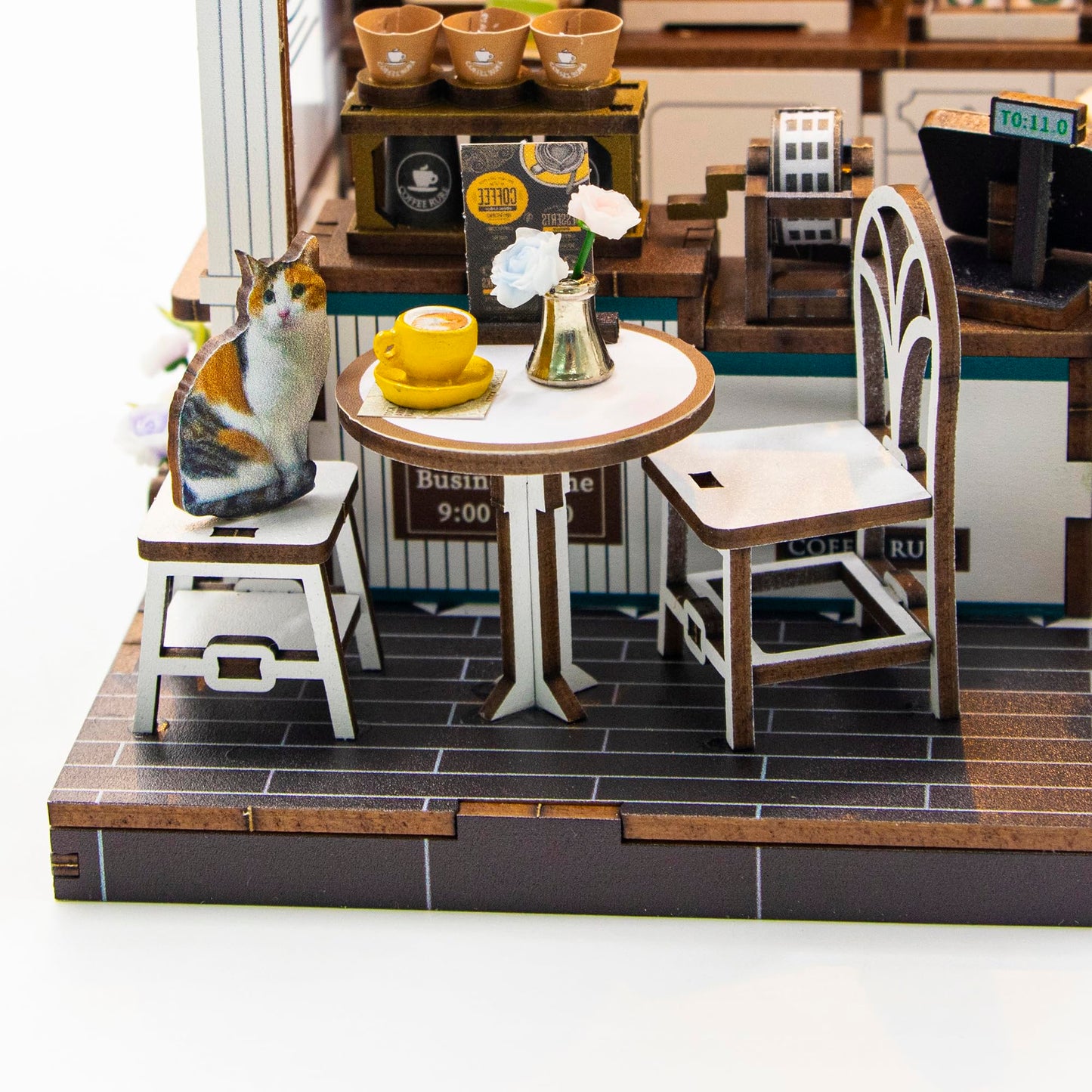 Cyraft Miniature Coffee Shop Kits DIY for Adults and Teens, Miniature House Book Nook with Lights, Craft Kit for Family and Friends