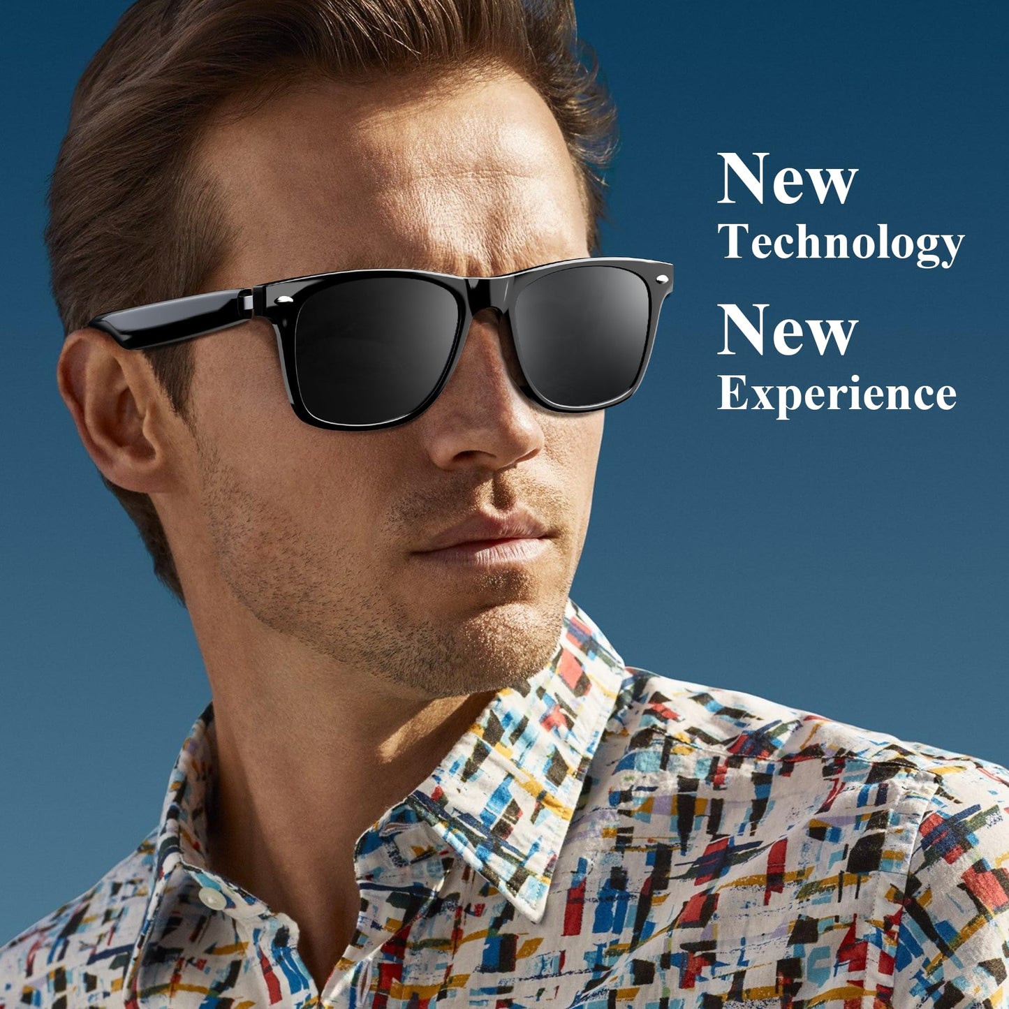 Blackview Smart Glasses, 5.3 Bluetooth Sunglasses with Open Ear Speaker, Voice Assistant Compatible, Blue Light Blocking Lens
