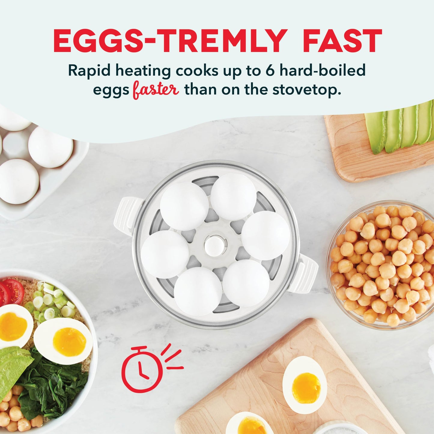 DASH Rapid Egg Cooker: 6 Egg Capacity Electric Egg Cooker for Hard Boiled Eggs, Poached Eggs, Scrambled Eggs, or Omelets with Auto Shut Off Feature - Aqua, 5.5 Inch (DEC005AQ)