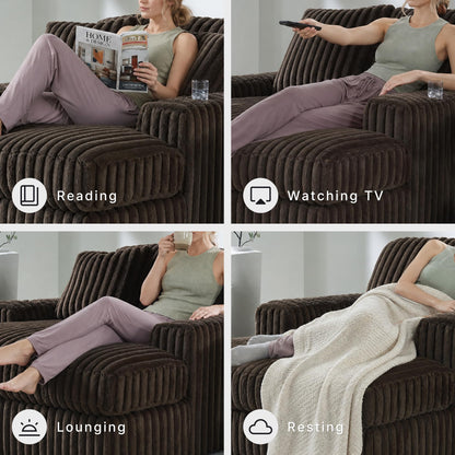 Signature Design by Ashley Midnight-Madness Contemporary Oversized Chaise with Reversible Cushions, USB Ports and Cup Holders, Dark Brown