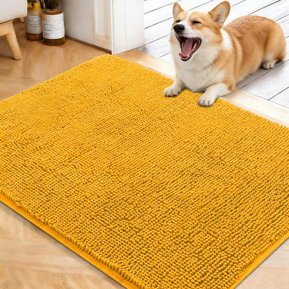 OLANLY Dog Door Mat - Absorbent Non-Slip Washable Doormat for Muddy Paws | 40x32 Golden Yellow