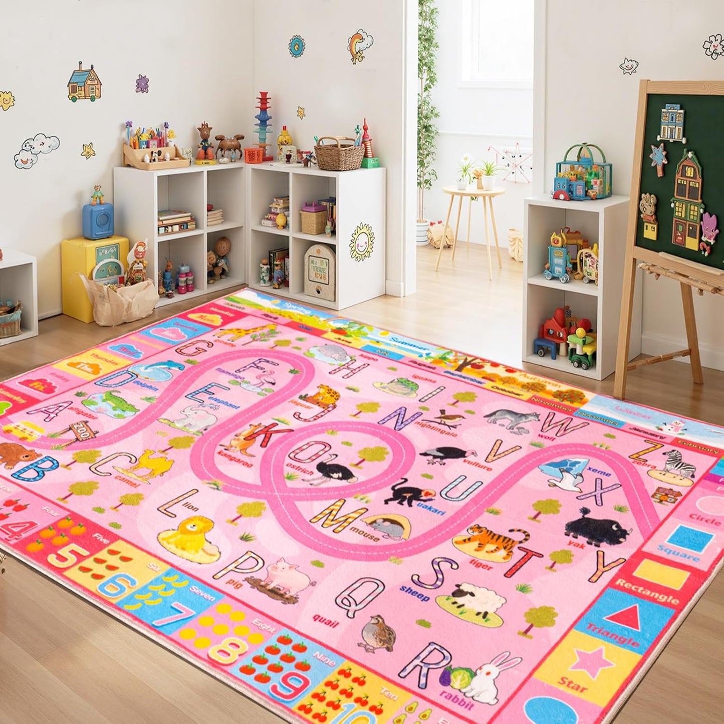 4x5, Ultra-Soft Kids Rug Washable Non-Slip Toddler Play Mat, Educational Learning Carpet for Nursery Bedroom Classroom