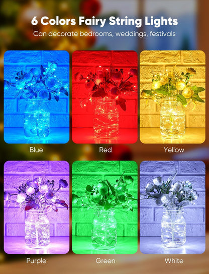 Minetom Fairy Lights - 12 Pack Battery Operated String Lights | 8 Modes, 7ft, 20 LEDs, Waterproof Silver Wire for DIY Decor