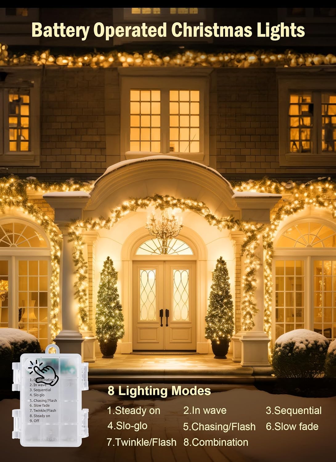 17 50 8 Minetom Christmas String Lights Battery Operated, FT LED Battery Operated Fairy Lights with Timer, Modes