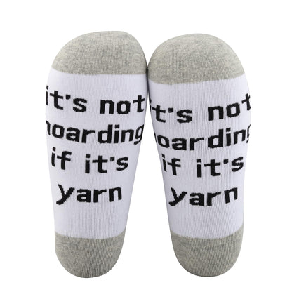 MBMSO Knitting Socks Crochet Yarn Gifts It's Not Hoarding If It's Yarn Socks Knitting Lovers Gift for Crocheter Sewing Socks (Cotton, Yarn Socks)