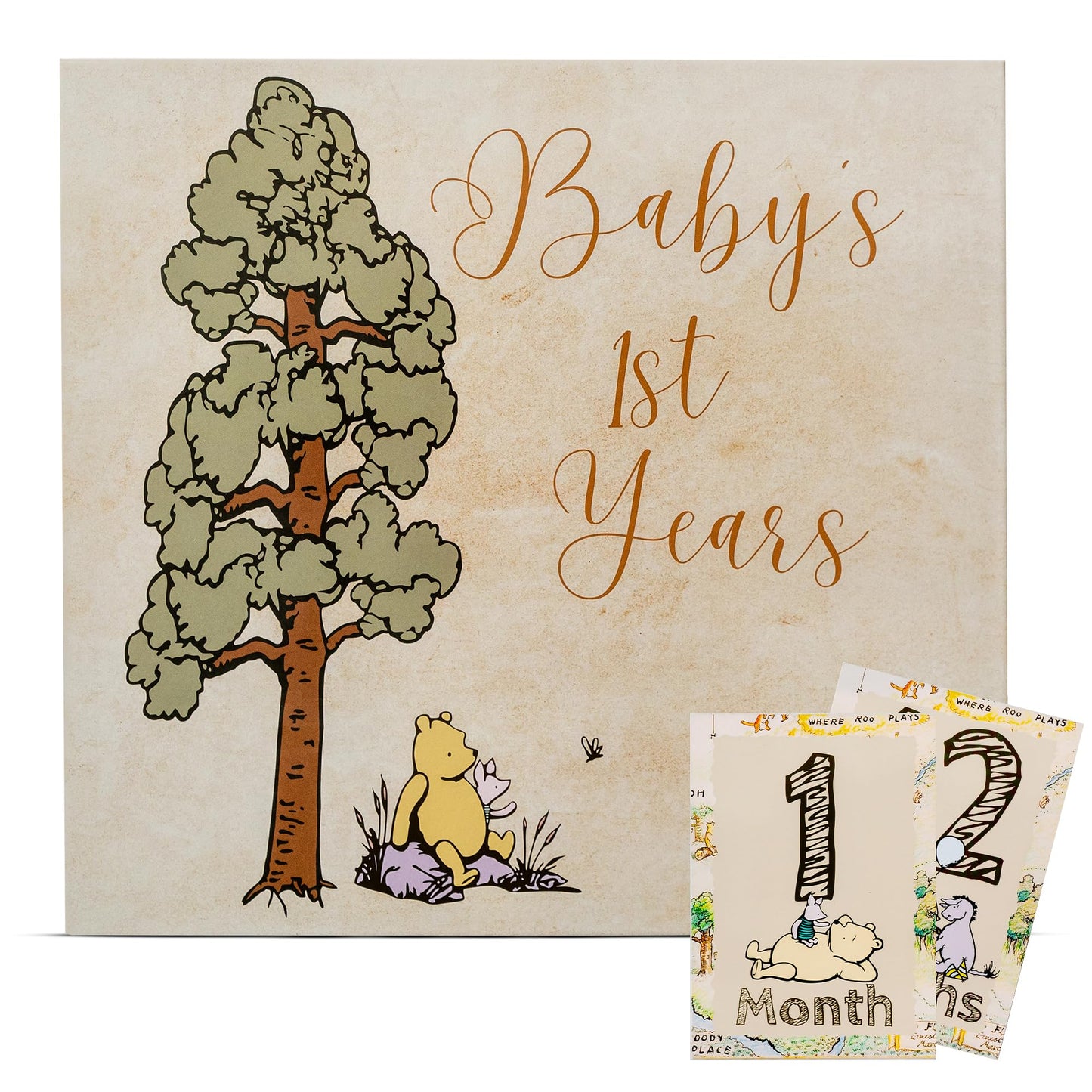 Baby Book Keepsake Memory Book (9.5”x8.5”), Hardcover Album w/Enclosed Spiral Binding, Baby Photo Albums w/Winnie the Pooh Graphics & Milestone Cards, Scrapbook Album