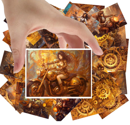 Large Stickers Pack 24 pcs ~ Steampunk Adventures: Gears and Gadgets in a World of Victorian Fantasy - A Striking Stickers Series with a Twist of Pinup Mechanical Flair