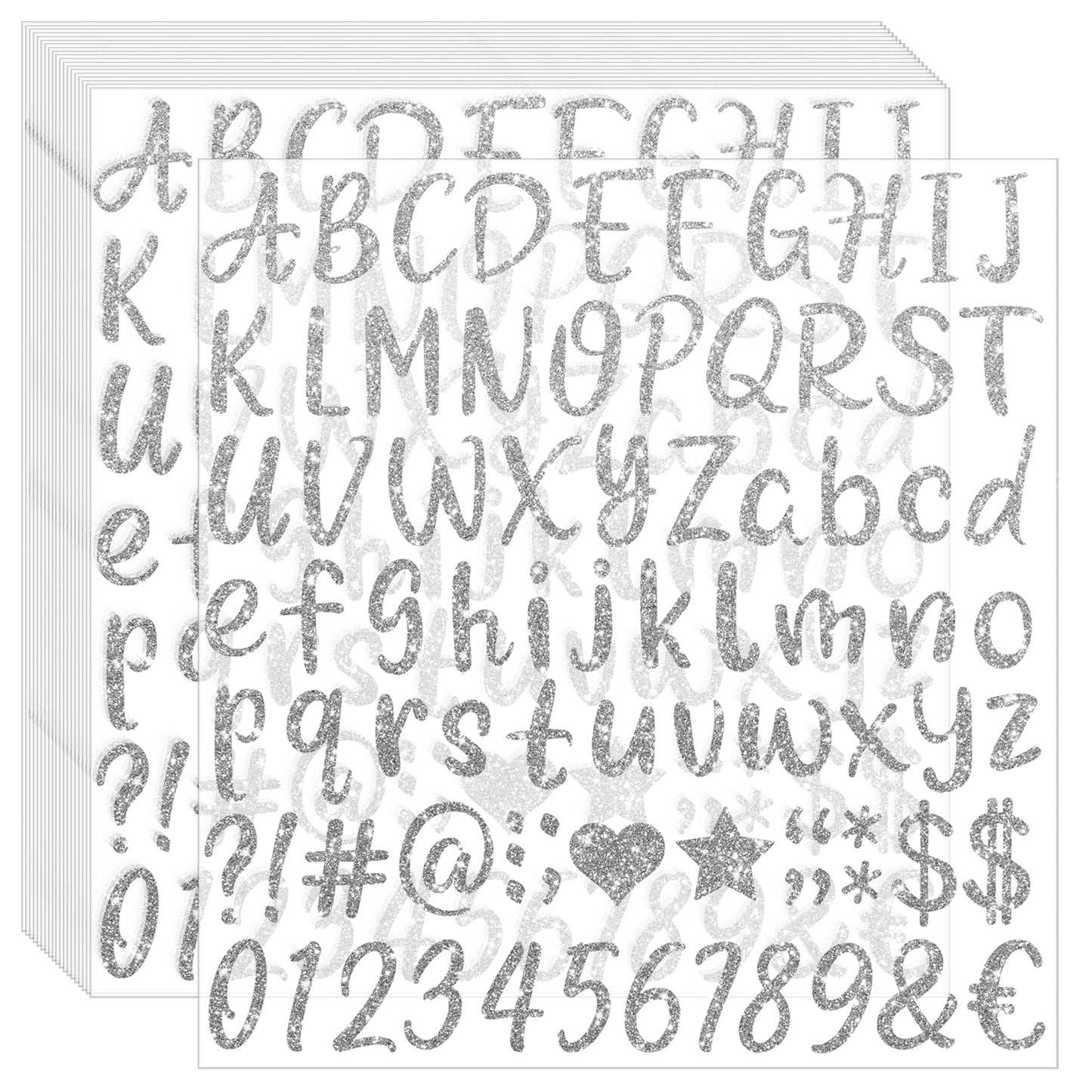 Huimdery 1620Pcs Silver Letter Stickers, 20 Sheets Alphabet Stickers, Vinyl, 1 Inch, Waterproof, ABC, Number, Graduation Cap, Water Bottles, Scrapbook Crafts