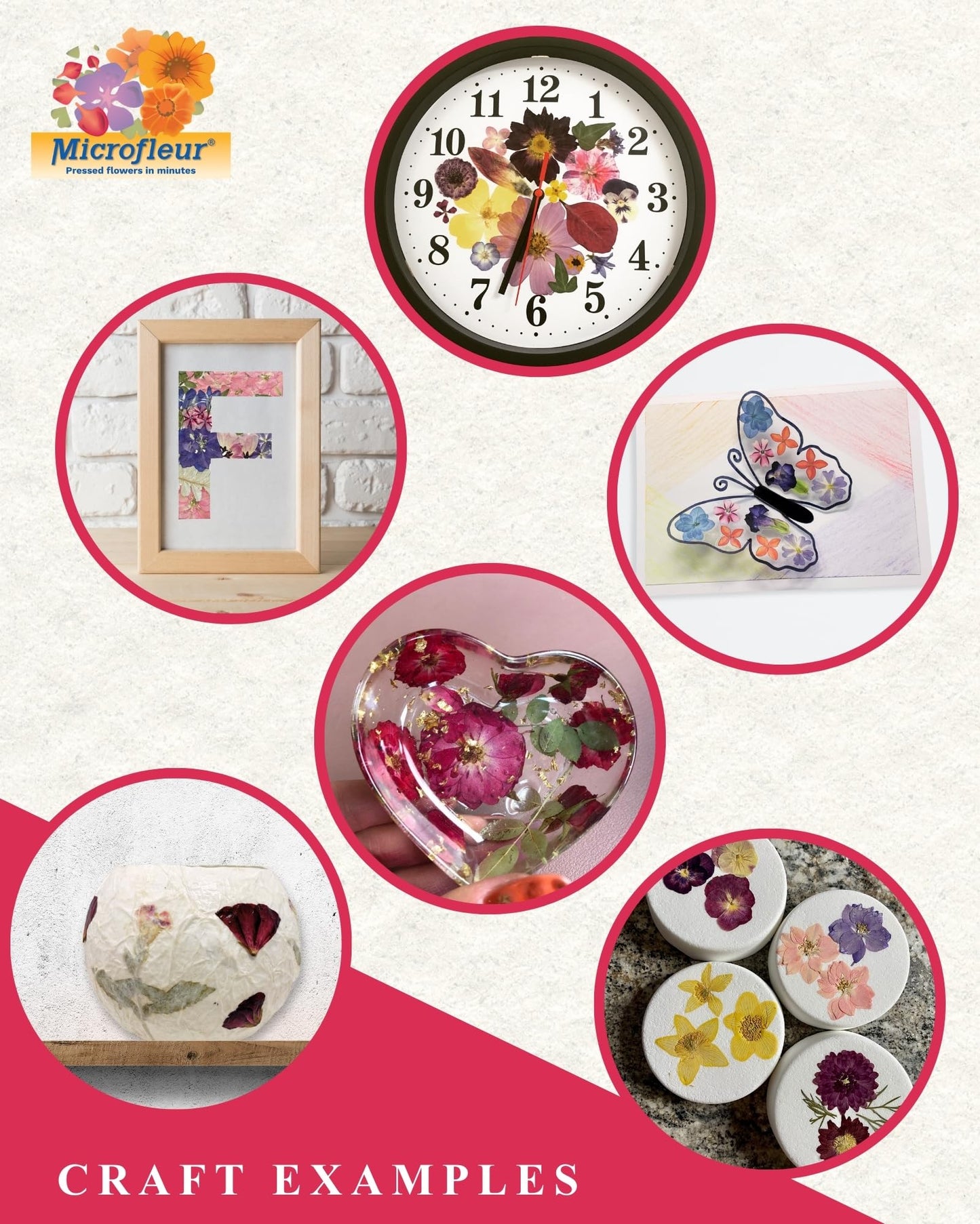 Microfleur Microwave Flower Art Press Kit for Kids and Adults - DIY with Washable Absorbent Cloth, Ideal for Plant Lovers 5 inch
