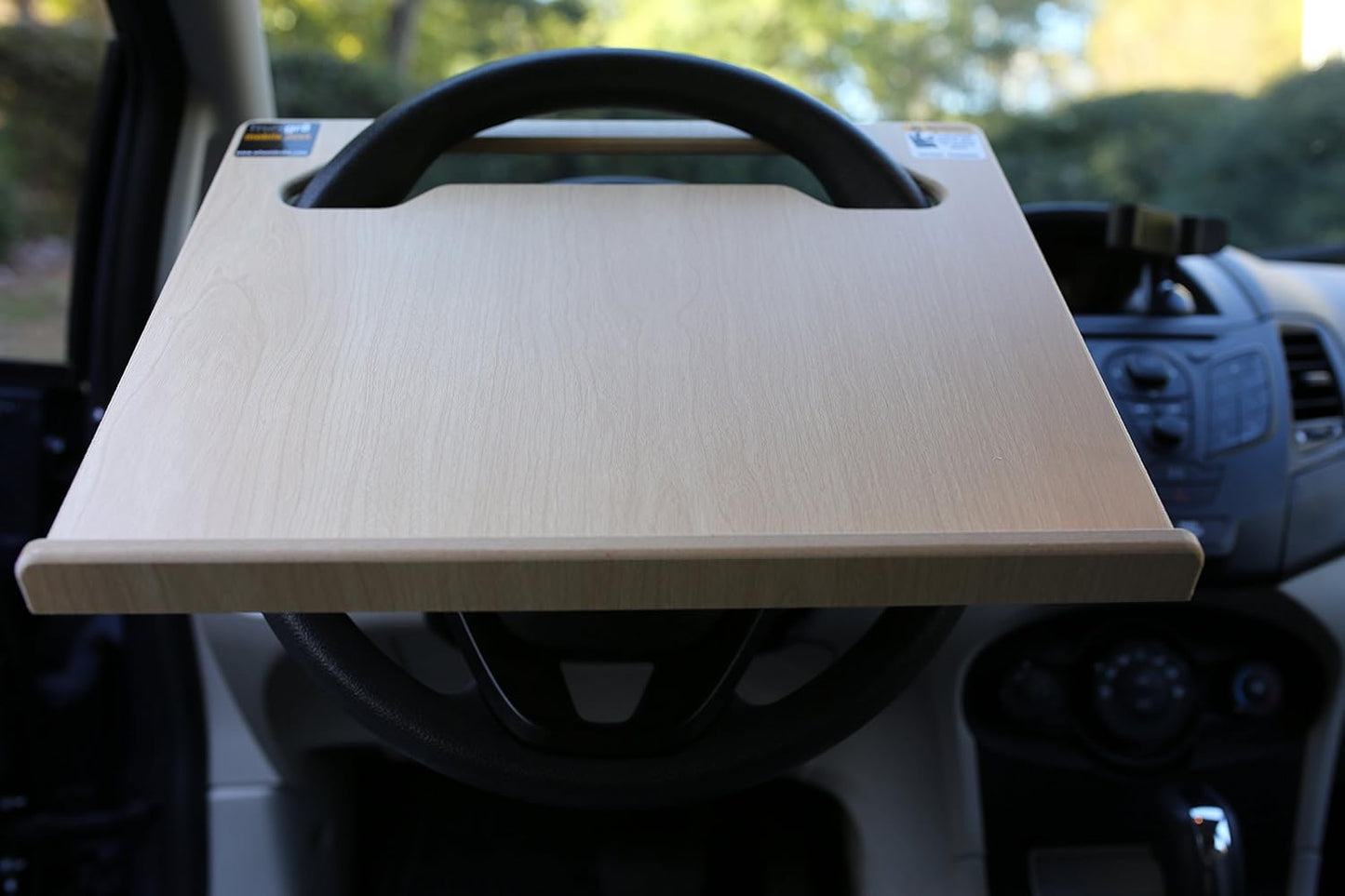 Notebook Size (15 1/4" x 13 3/4") Motor Vehicle Desk - SUV & Car Writing Surface, Steering Wheel Laptop Computer Station - Tablet Table - Minivan Desk, Automobile Lunch Tray