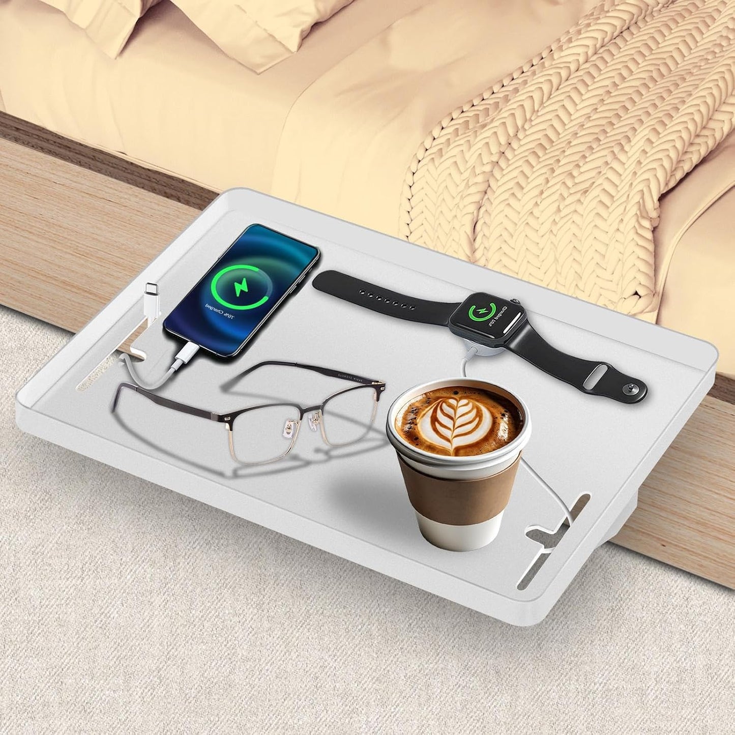 FABIEN SIEFFERT Bedside Shelf for Bunk & Top Bunk, Bed Side Tray Table Storage, Bedside Caddy, Bunk Bed Shelf, Clip On