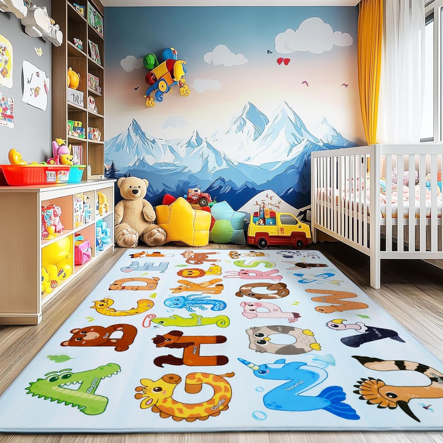 Bolacrom Kids Rugs for Playroom Educational Rug for Learn The ABC Alphabet, Soft Machine Washable Non-Slip Cute Carpet