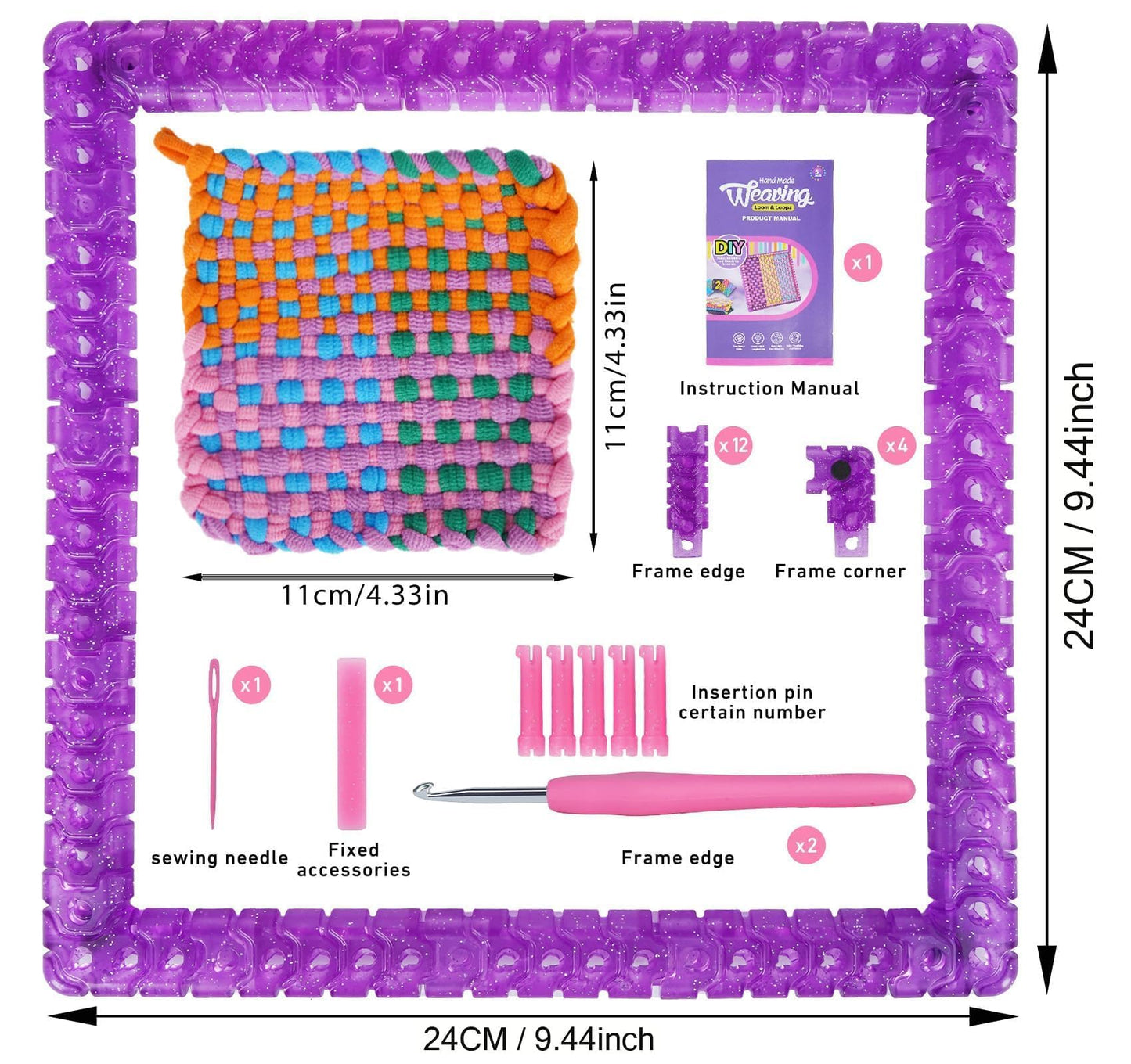 BLISSIQUEE Weaving Loom for Kids 288 Loops 12 Colors Potholder Weaving Loom Knitting Arts and Crafts Kit for Kids Beginners Pot Holder DIY Project Ages 6 7 8 10 12 13 Years Old