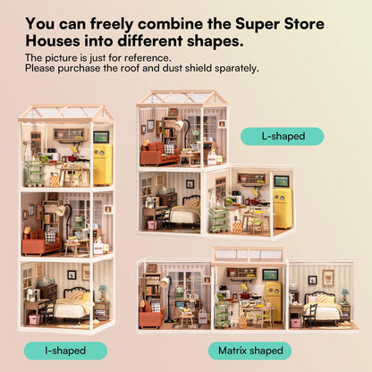 Rolife DIY Miniature Plastic House Building Set Toys Playset with LED Suitable for Mini Figures Construction Toys Diorama Kit Gifts for Teens Adults (Happy Meals Kitchen)