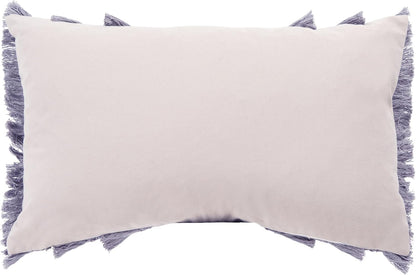 12 20-inch SAFAVIEH Home Collection Grema Boho Fringe Light Grey/Periwinkle x Rectangle Decorative Accent Throw Pillow