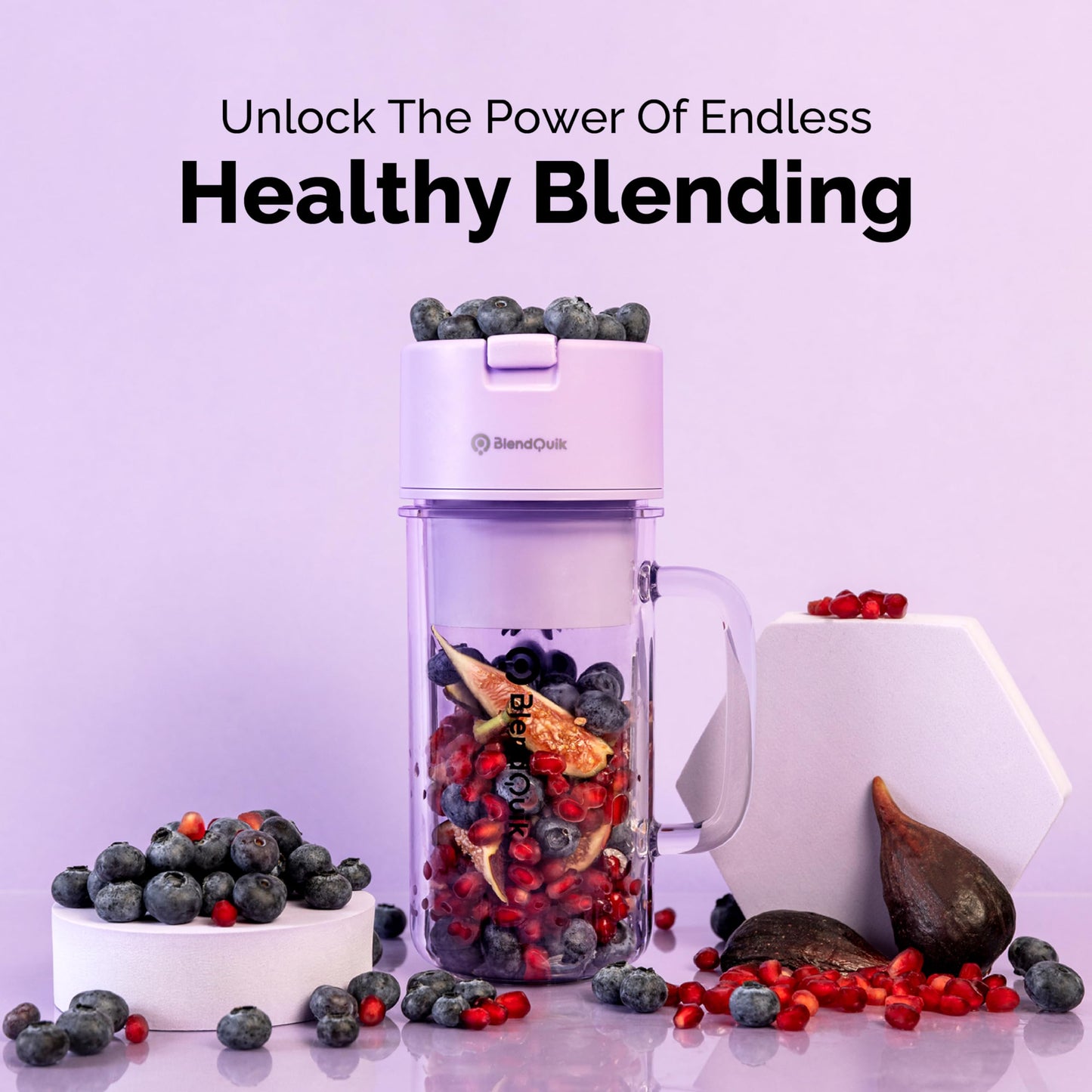 Personal Portable Blender For Shakes & Smoothies, Leakproof & Stylish Portable Mason Jar Shaker, Rechargeable Mini Blender with 10-Blade Blending System 14oz, Pink